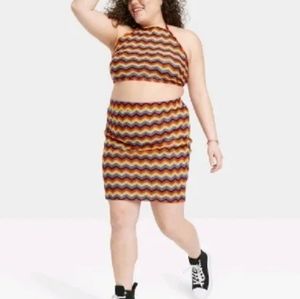 Pride Knitted Bodycon Skirt Chevron Multicolor Size 4X NWT